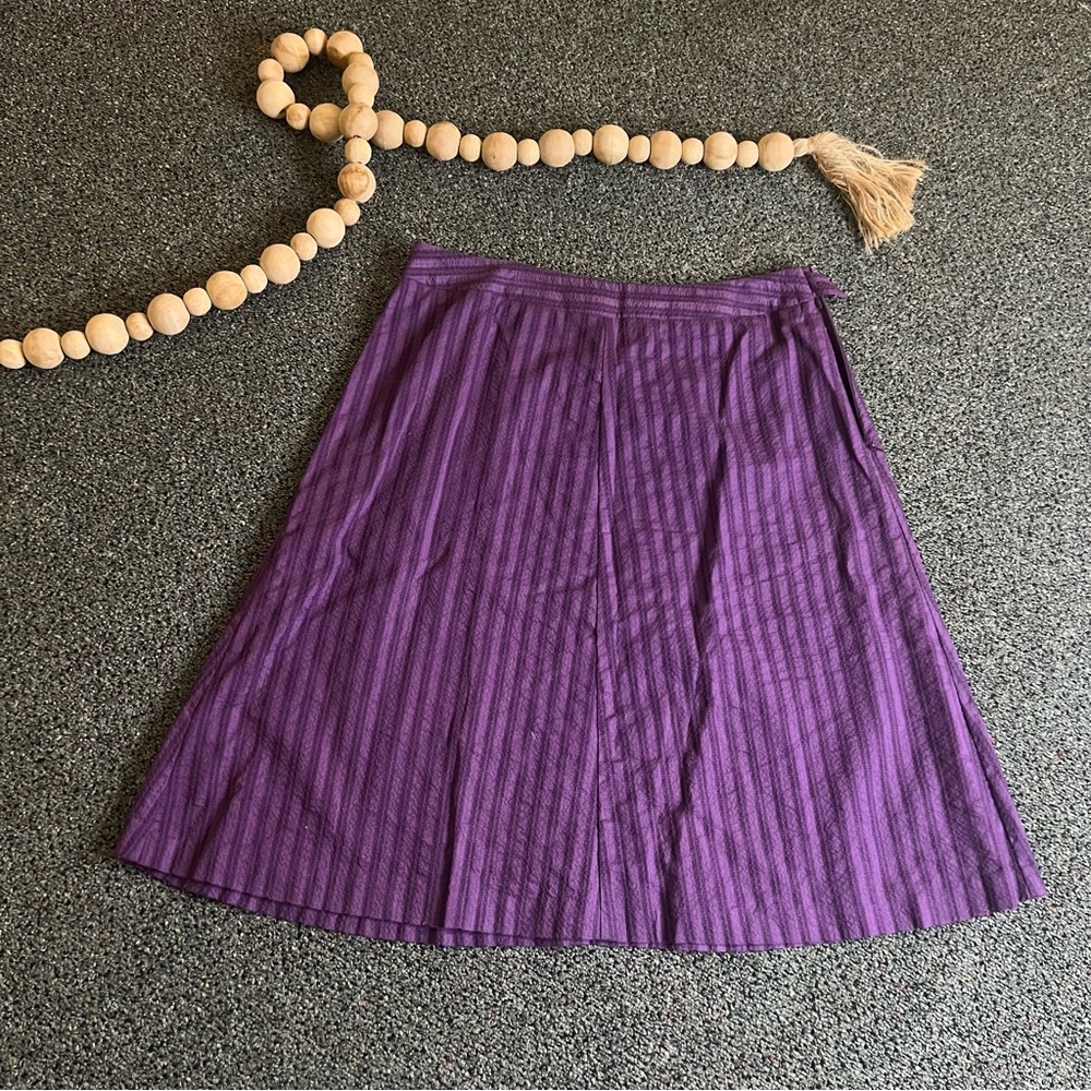 HARVE BENARD Purple Striped 100% Cotton Knee-Length Midi  Modest  A-Line Skirt 8